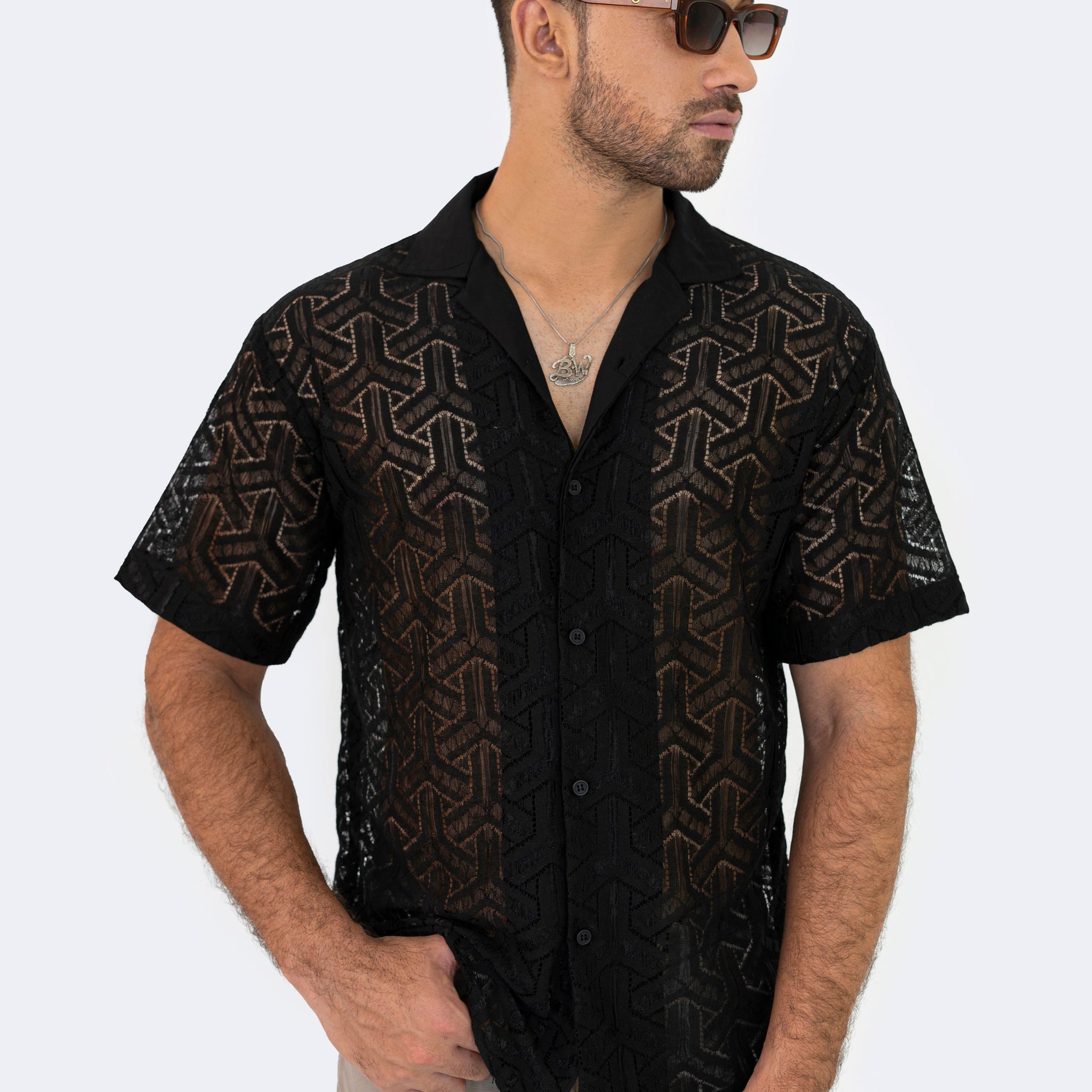 Chevron Weave Crochet Shirt