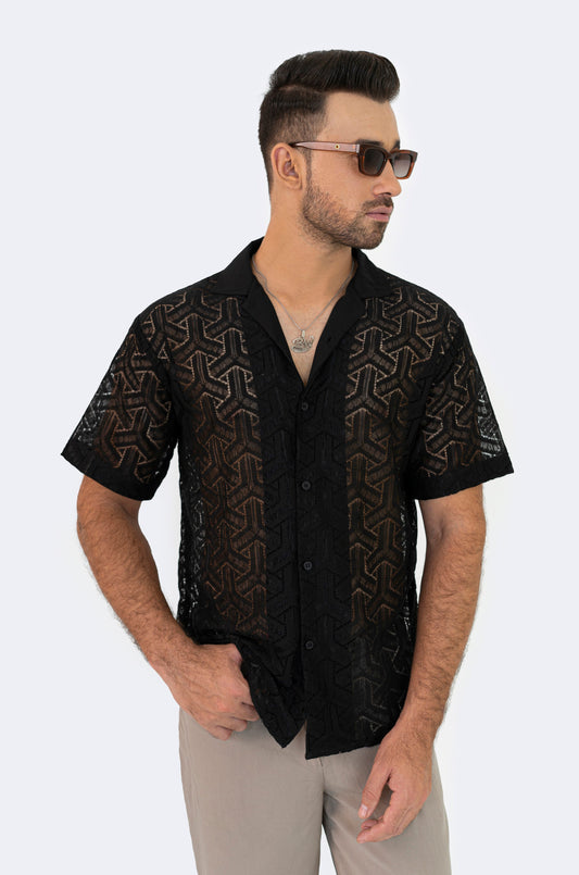 Chevron Weave Crochet Shirt