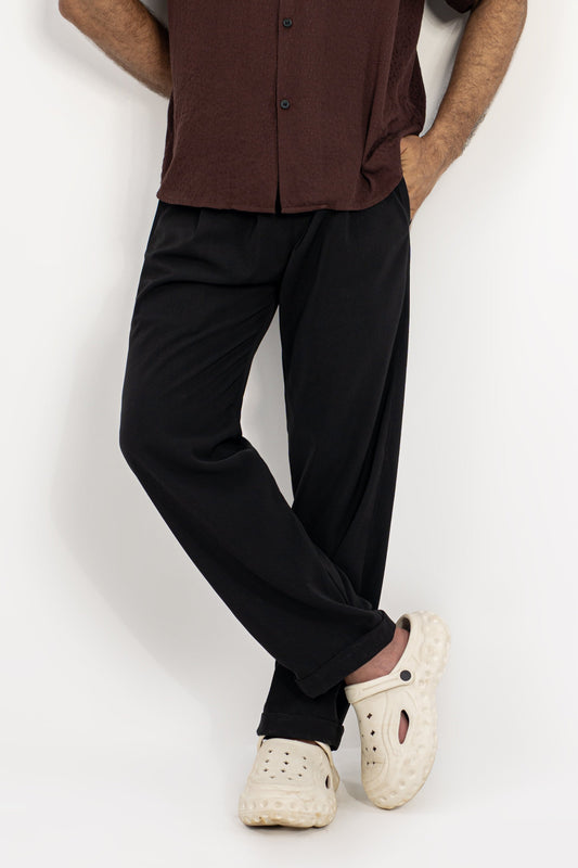 Dotted Noir Pleated Pants