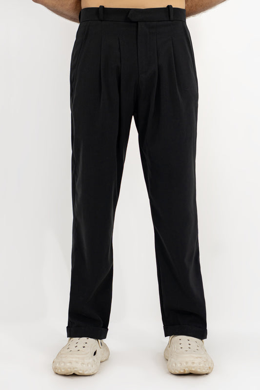 Dotted Noir Pleated Pants