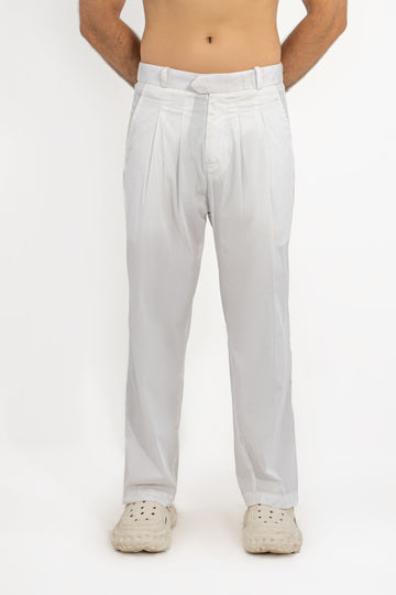 Frosted White Pleated Pants