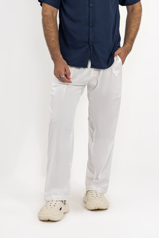Frosted White Pleated Pants