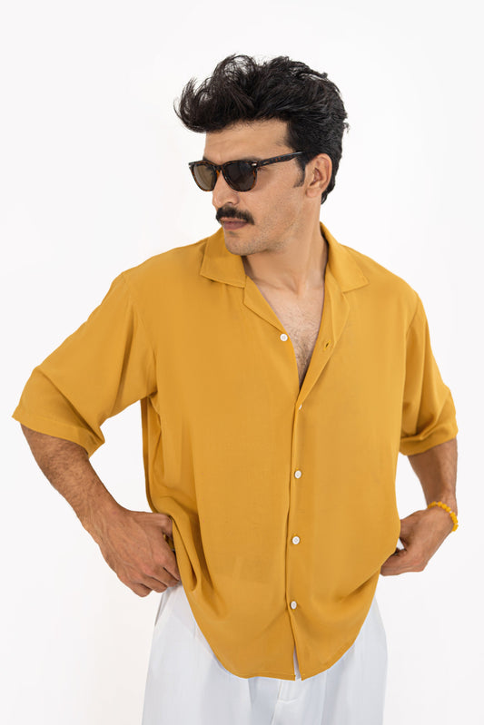 Mustard Crepe Oversized Shirt