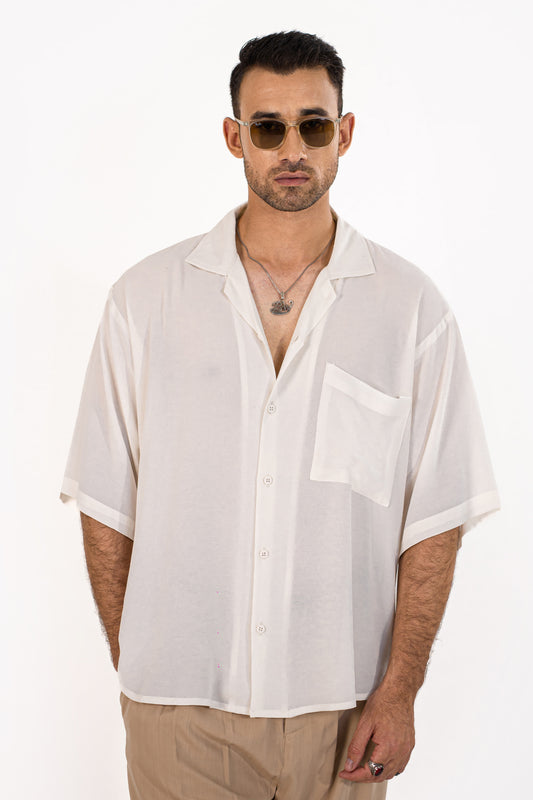 White Crepe Oversized Shirt