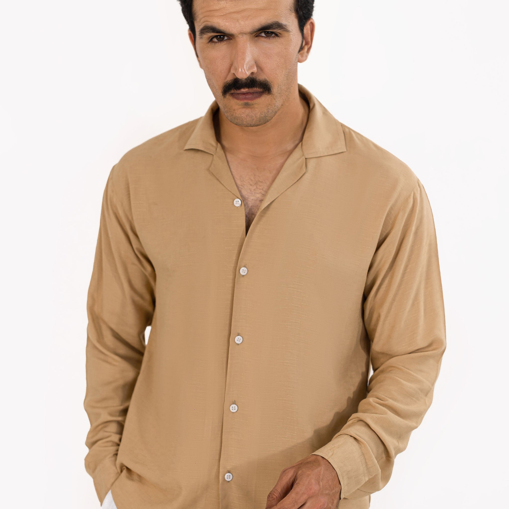 Nude Linen Threaded Shirt