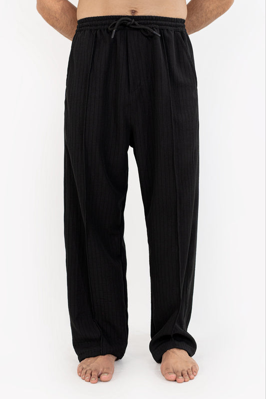 Noir Seersucker Trouser Pants