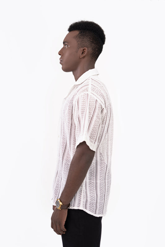 Mesh Threaded Crochet Shirt