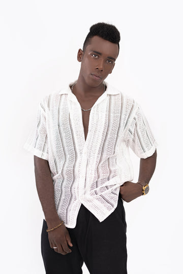 Mesh Threaded Crochet Shirt
