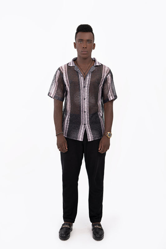 Burnt Stripe Crochet Shirt