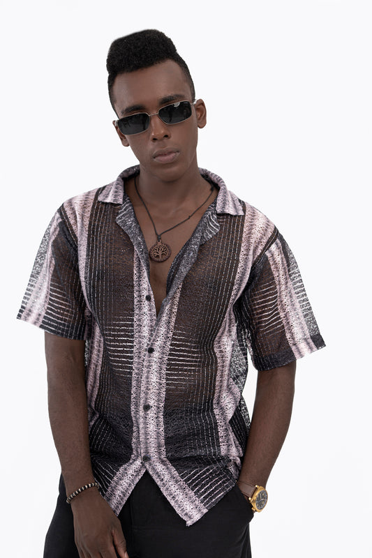 Burnt Stripe Crochet Shirt