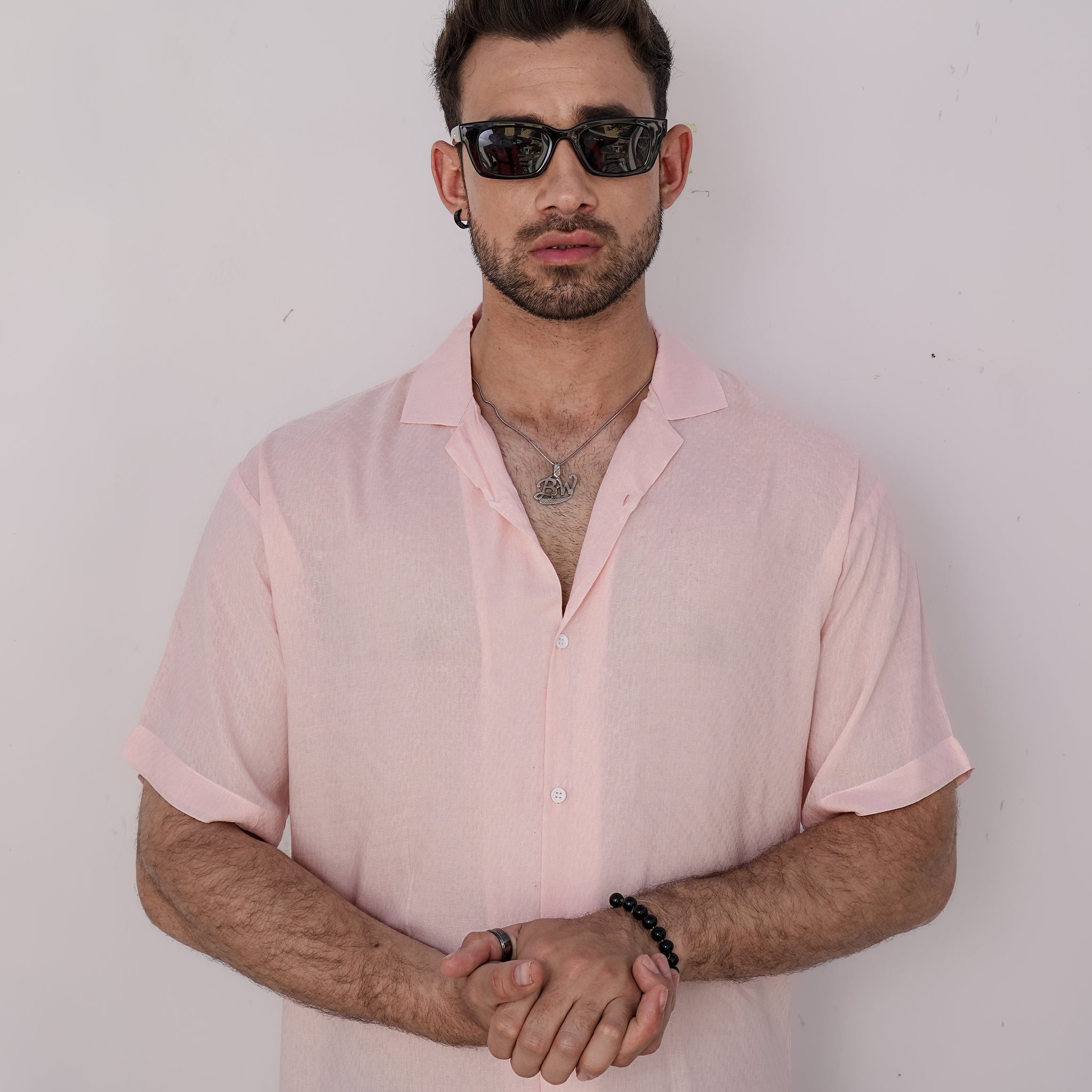 Basic Textured Pink Shirt