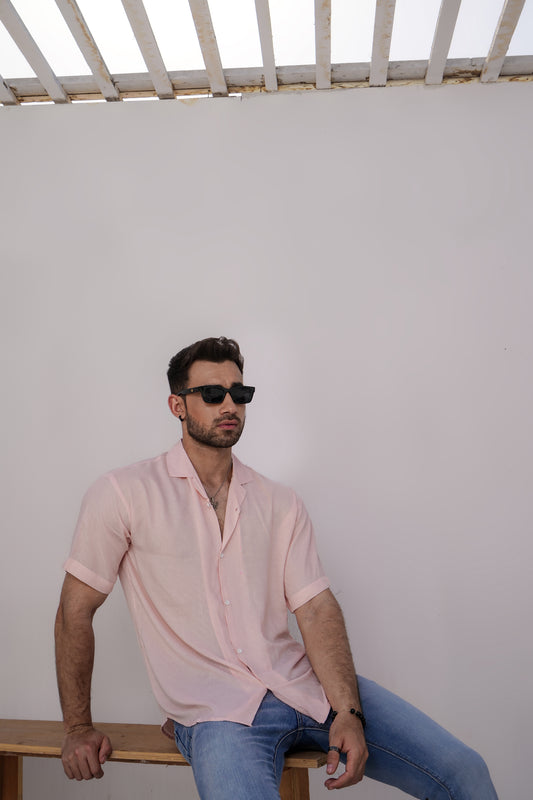 Basic Textured Pink Shirt